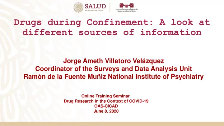 drugs during confinement a look at