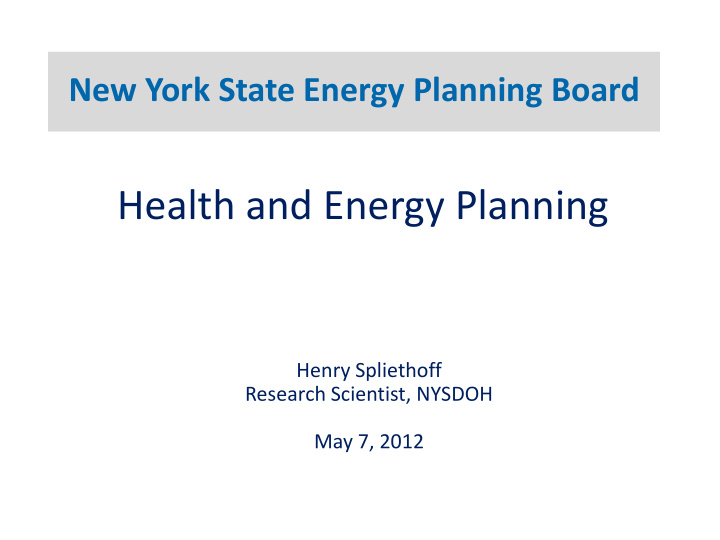 health and energy planning