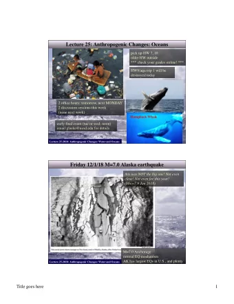 Lecture 25: Anthropogenic Changes: Oceans  pick up HW 7, 10  older HW outside  *** check your