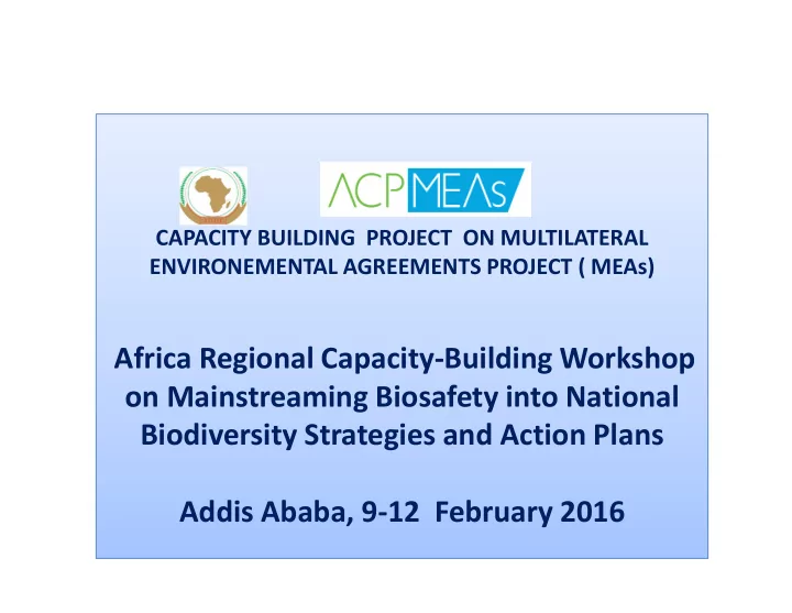 africa regional capacity building workshop on