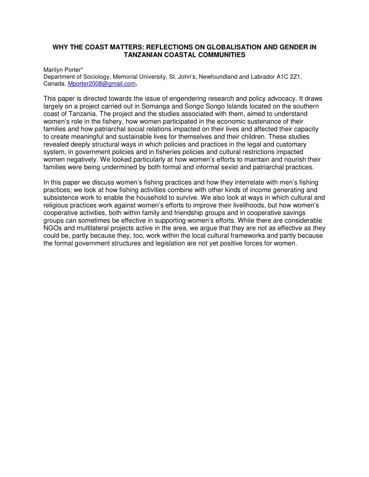 why the coast matters reflections on globalisation and