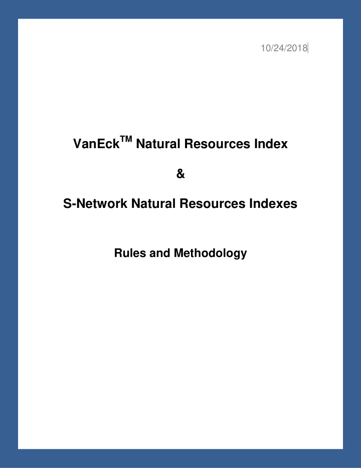 vaneck tm natural resources index