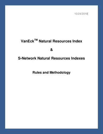 VanEck TM Natural Resources Index  &amp; S-Network Natural Resources Indexes  Rules and Methodology