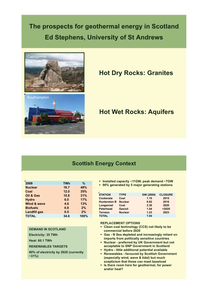 the prospects for geothermal energy in scotland