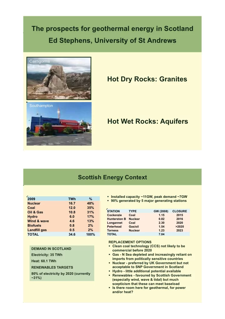 the prospects for geothermal energy in scotland