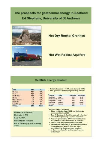 The prospects for geothermal energy in Scotland  Ed Stephens, University of St Andrews  Cairngorms