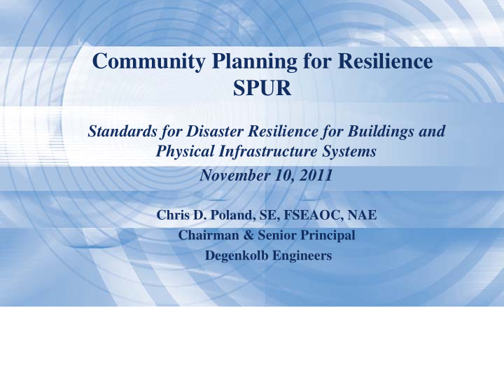 community planning for resilience spur