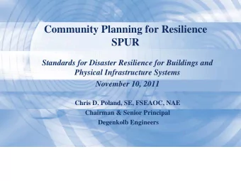 Community Planning for Resilience  SPUR  Standards for Disaster Resilience for Buildings and