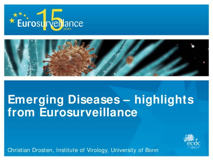 emerging diseases highlights from eurosurveillance