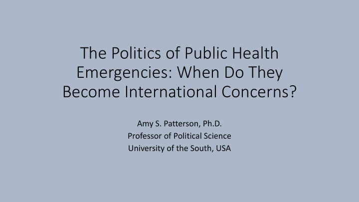 the politics of public health