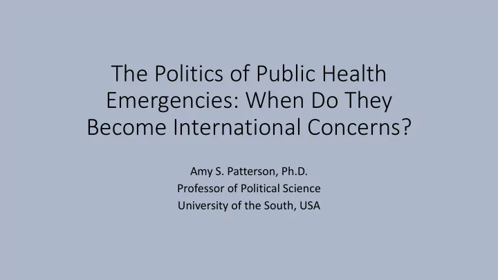 the politics of public health
