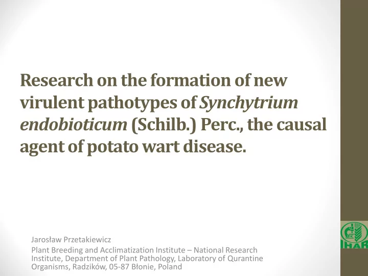 research on the formation of new virulent pathotypes of