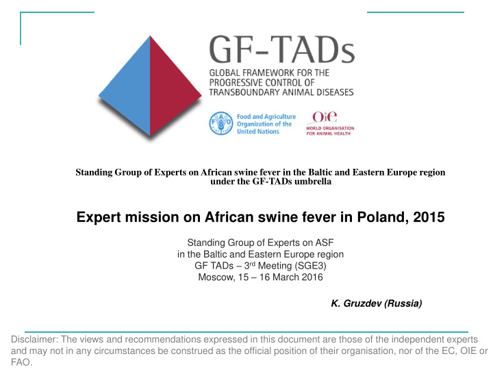 expert mission on african swine fever in poland 2015
