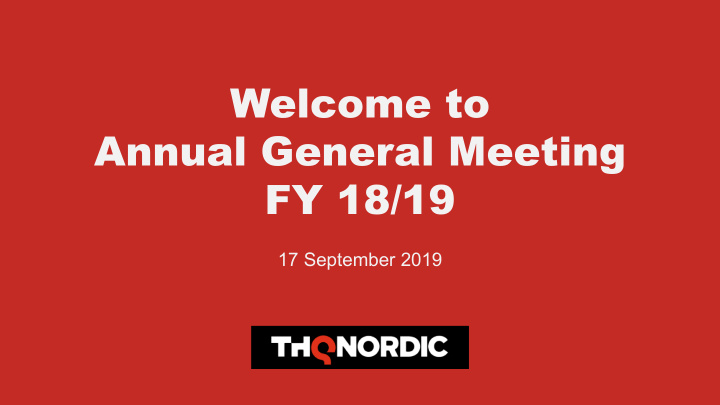 welcome to annual general meeting fy 18 19
