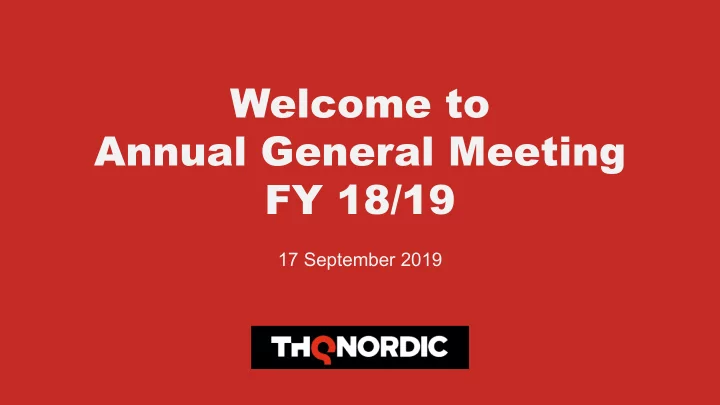 welcome to annual general meeting fy 18 19