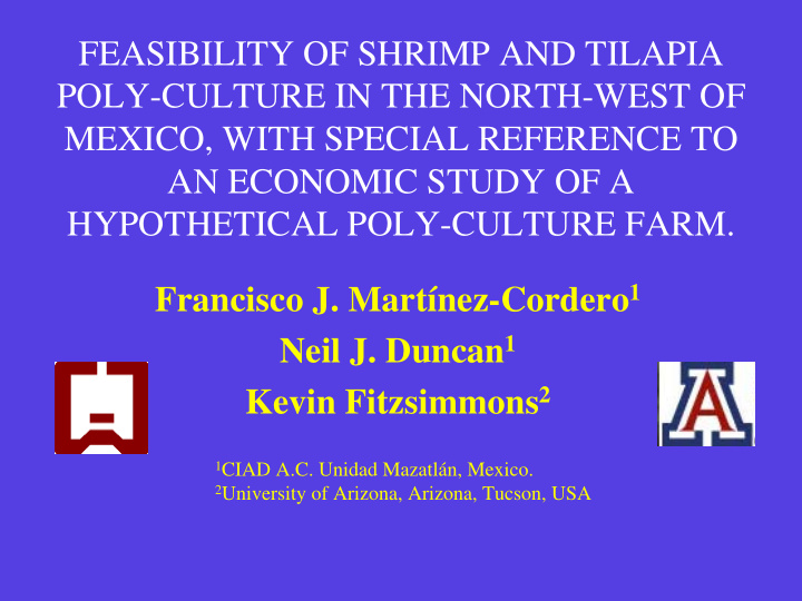 feasibility of shrimp and tilapia poly culture in the