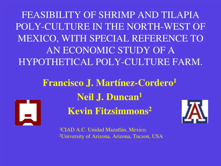 feasibility of shrimp and tilapia poly culture in the