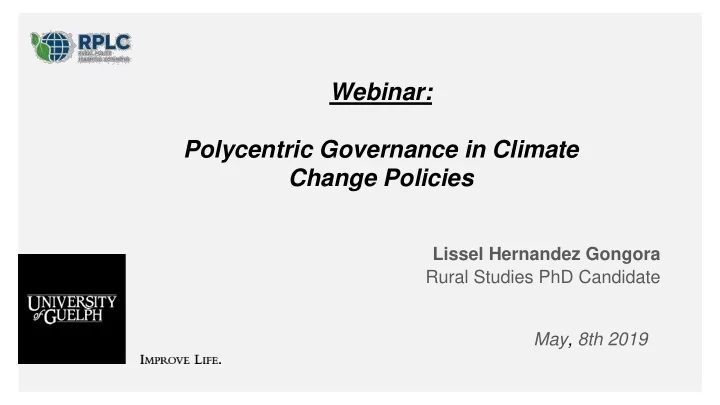 webinar polycentric governance in climate change policies