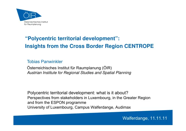 polycentric territorial development insights from the