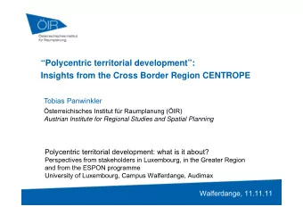 Polycentric territorial development:  Insights from the Cross Border Region CENTROPE  Tobias