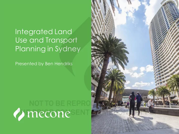 integrated land use and transport planning in sydney