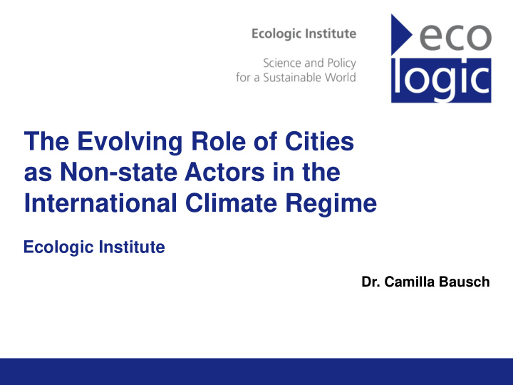 the evolving role of cities as non state actors in the