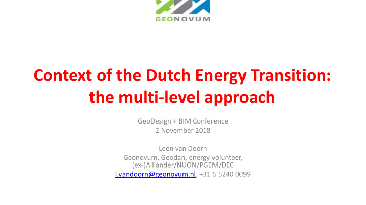 context of the dutch energy transition