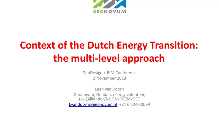 context of the dutch energy transition