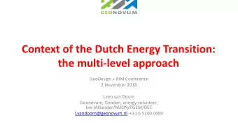 Context of the Dutch Energy Transition: the multi-level approach  GeoDesign + BIM Conference  2