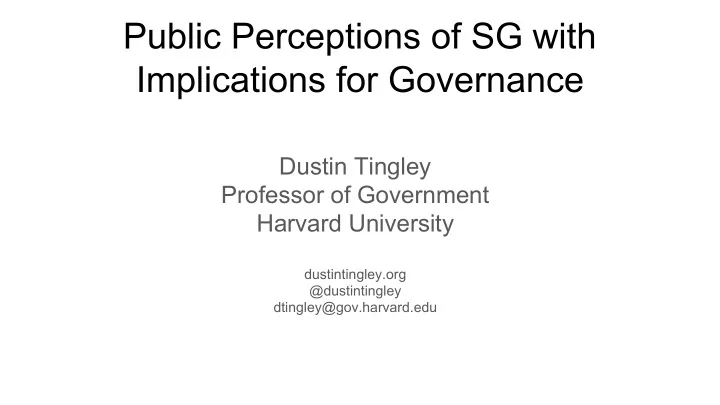 public perceptions of sg with implications for governance