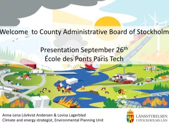 Presentation September 26 th  cole des Ponts Paris Tech  Anna-Lena Lvkvist Andersen &amp;