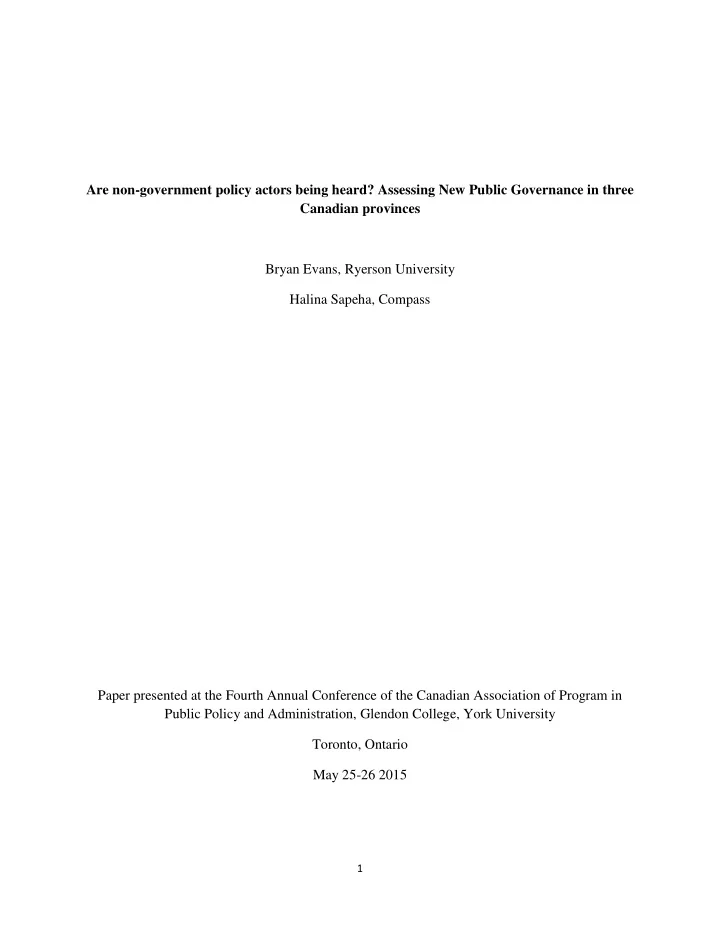 1 introduction public policy governance is on e strand of