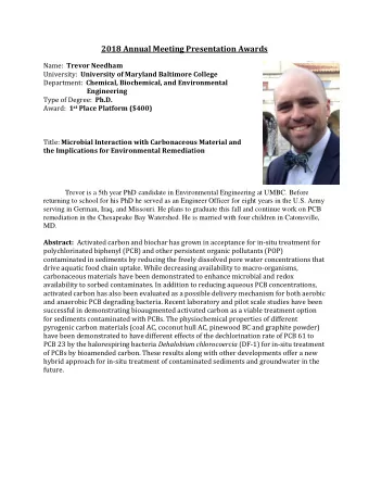 2018 Annual Meeting Presentation Awards Name: Trevor Needham University: University of Maryland