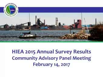HIEA 2015 Annual Survey Results  Community Advisory Panel Meeting  February 14, 2017  2016 Members