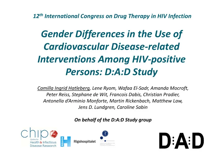 gender differences in the use of cardiovascular disease
