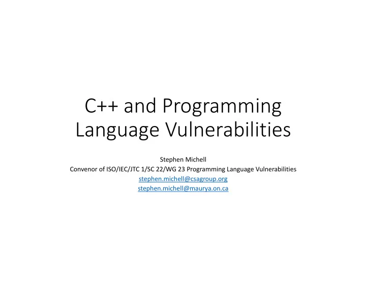 c and programming language vulnerabilities