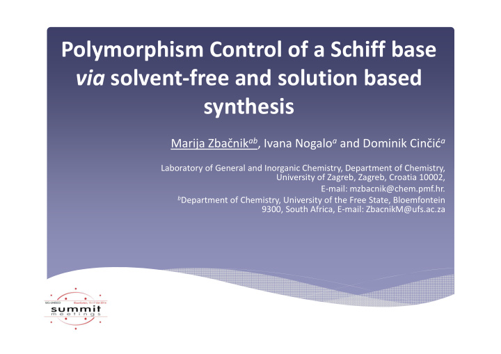 polymorphism control of a schiff base via solvent free