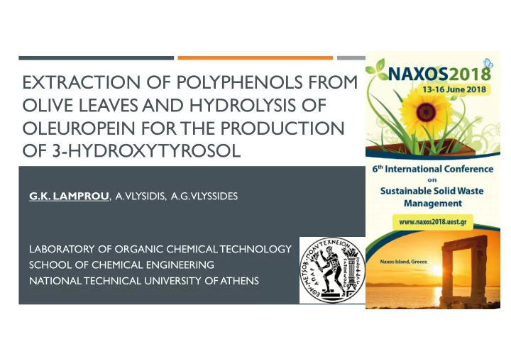 extraction of polyphenols from olive leaves and