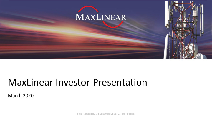 maxlinear investor presentation