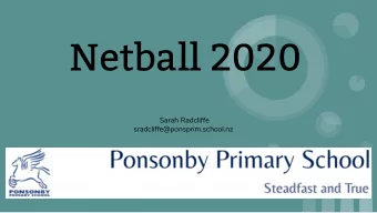 Netball 2020  Sarah Radcliffe  sradcliffe@ponsprim.school.nz  Netball North Harbour (NNH)  All