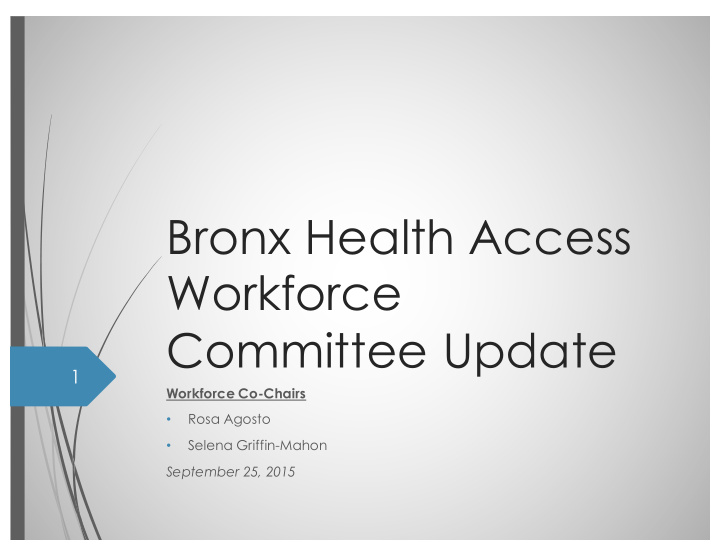 bronx health access workforce committee update