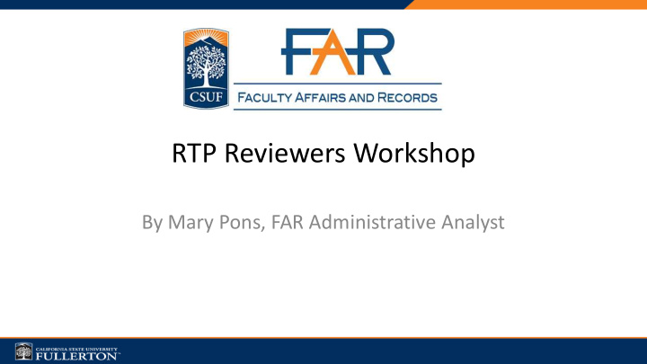 rtp reviewers workshop