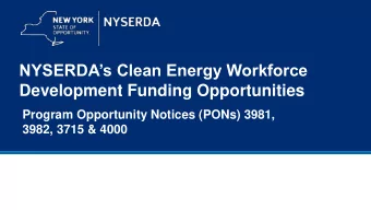 NYSERDAs Clean Energy Workforce  Development Funding Opportunities  Program Opportunity Notices