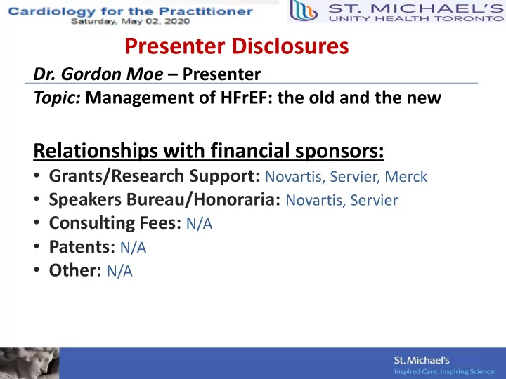 presenter disclosures
