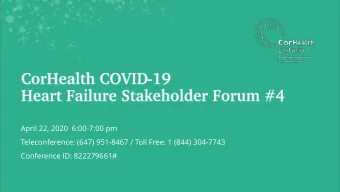 April 22, 2020  6:00-7:00 pm  Teleconference: (647) 951-8467 / Toll Free: 1 (844) 304-7743