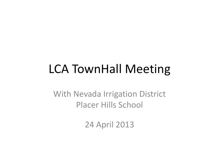 lca townhall meeting
