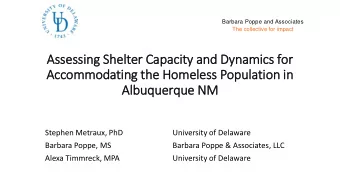 Assessin  ing Shelter Capacity and Dynamics for  Accommodating the Homeless Population in  in  Alb