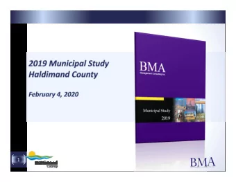 1  Presentation  Review Highlights of 2019 Municipal Study  SocioEconomic Indicators