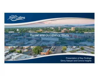Rental and Occupancy Study  Presentation of Key Findings  Ginny Sawyer and Corona Insights  Rental