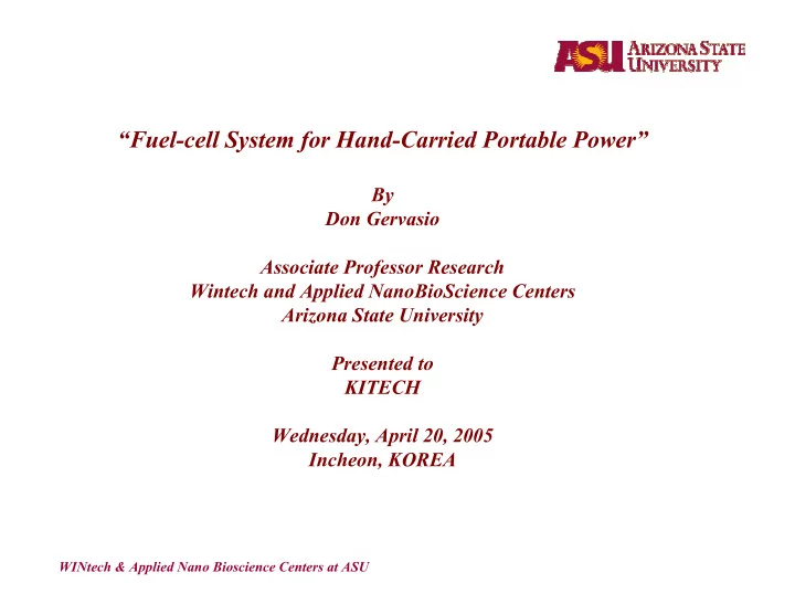 fuel cell system for hand carried portable power